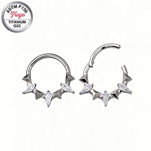 Bijoux de piercing nasal de haute qualité Freya pour bovins, anneau de nez en titane ASTM-F136 avec zircon, segment de septum, anneaux de nez pour vaches, pour femmes - Product Image 6