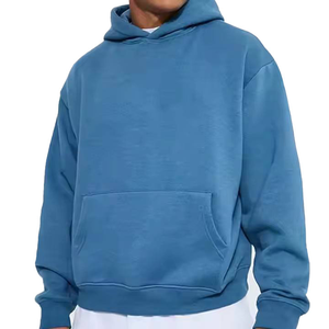 Sweat-shirt à capuche de haute qualité, couleur corail unie, en coton French Terry, décontracté, pour l'automne, avec poche, coupe classique - Product Image 5