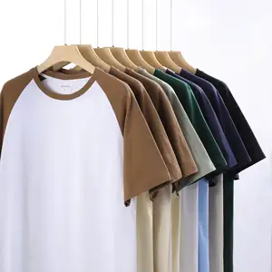 Short Sleeve T Shirt Men Splicing Design Hot Spring Summer 2024 245gsm Black Print Pure100% Cotton Fabric T Shirt