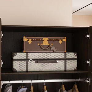 Armoire moderne en bois de noyer brun MDF de 47 pouces avec 4 tiroirs, 6 étagères, 1 <span class=keywords><strong>barre</strong></span> de suspension, porte miroir, placard de chambre à coucher - Product Image 6