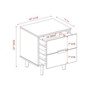 DB Mid-Century Modern <b>White</b> Solid Wood 2-Drawer <b>Nightstand</b> Antique-French Style with Cutout Handles - Product Image 5