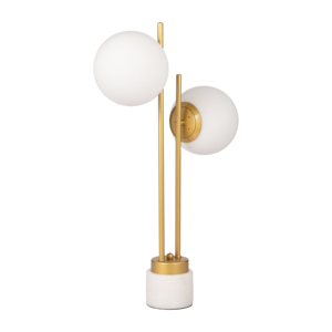 Lampada da tavolo a doppio diffusore con globo, design moderno in metallo e vetro per l'arredamento di camera da letto e soggiorno - Product Image 3
