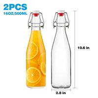 Bouteilles en verre à bouchon basculant 16 oz, lot de 2, couvercle hermétique de qualité alimentaire, compatibles diffuseur de roseaux, fermentation, kombucha, méad, coquito