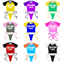 Ensemble de micro-bikini 3 pièces avec logo personnalisé en 3D, taille XXL, mini string sexy, maillot de bain fitness, soutien-gorge triangle imprimé, maillot de bain pour femmes