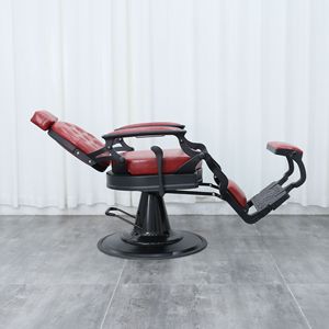 Sillón de Barbería Plateado de Alta Gama, Estilo Vintage, Sillón de Barbería Hidráulico Reclinable Negro para Salón de Belleza - Product Image 3