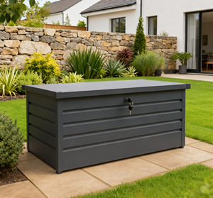 Boîte <span class=keywords><strong>de</strong></span> rangement extérieure, boîte <span class=keywords><strong>de</strong></span> rangement en métal imperméable et résistante aux UV pour patio et <span class=keywords><strong>jardin</strong></span>, <span class=keywords><strong>coffre</strong></span> <span class=keywords><strong>de</strong></span> rangement <span class=keywords><strong>de</strong></span> grande capacité - Product Image 3