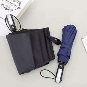Parapluie personnalisé avec logo imprimé, grand parapluie coupe-vent pour femmes, parapluie pour hommes, cadre 10K, parasol pliable automatique à trois sections - Product Image 2