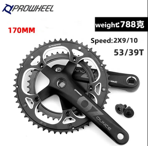 Livraison rapide, <span class=keywords><strong>pédalier</strong></span> en alliage d'aluminium <span class=keywords><strong>Prowheel</strong></span> 521, trou carré, 130BCD, 39/53T, 2*10/2*9 vitesses, <span class=keywords><strong>pédalier</strong></span> de vélo de route - Product Image 3