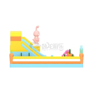 Château gonflable géant WOLONG 10x8x5m, motif lapin mignon, avec toboggan et parcours d'obstacles, capacité supérieure à 500 kg, en PVC commercial pour l'extérieur, pour enfants - Product Image 5