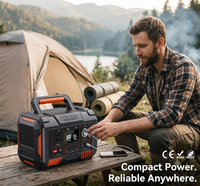 Station d'alimentation portable 300W, générateur solaire à batterie lithium avec ports AC, DC, USB et lumière LED pour le camping, les activités de plein air, les situations d'urgence et la maison