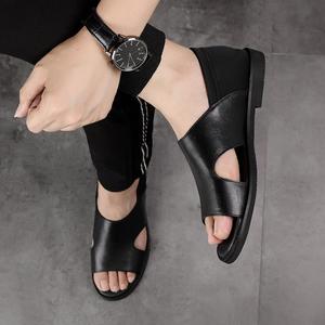 Men's Fashionable Leather <b>Slippers</b> Lightweight Thick Sole Comfort Slides with Waterproof PU Insole for Winter - Product Image 1