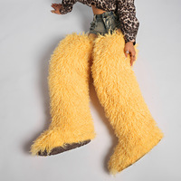 Nouvelles bottes en fausse fourrure de Mongolie pour femmes, 72 cm de hauteur, super hautes, fourrées, pour l'extérieur, bottes de neige au-dessus du genou, chaussures chaudes en fourrure pour l'hiver
