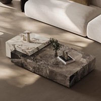 Table basse en marbre moderne italienne avec un design luxueux antique, meubles en pierre de haute qualité pour salon, villa, maison