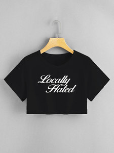Nouveau crop top tendance à col rond avec nombril apparent - Product Image 5