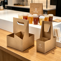 Support de tasses jetable en carton ondulé personnalisé SP4876, plateau portable pour 2/4/6 tasses, porte-boissons à emporter