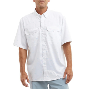 Chemise de pêche à boutons en jersey SPF 50, design personnalisé, avec règle de mesure intégrée, modèle Pocket Red Fish Camet Pocket Bali 1/4 zip, séchage rapide - Product Image 1