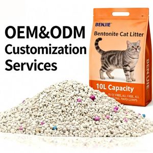 BENJIE Vente directe usine OEM Haute Qualité Écologique Agglomération Rapide Faible Poussière Haute Capacité d'Absorption Litière Sphérique en Bentonite pour Chat - Product Image 1