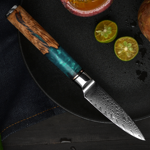 <span class=keywords><strong>3.2</strong></span> inci antikarat Damaskus 10CR15MOV baja kecil pisau buah dapur pisau pengupas dengan Resin dan pegangan kayu bersol - Product Image 5