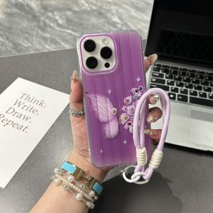 Accessoires électroniques : <span class=keywords><strong>Coque</strong></span> de téléphone papillon <span class=keywords><strong>avec</strong></span> <span class=keywords><strong>dragonne</strong></span> pour <span class=keywords><strong>iPhone</strong></span> 15 <span class=keywords><strong>Pro</strong></span> Max, 16, 14 Plus, 13, 12, <span class=keywords><strong>11</strong></span> – Idéale pour filles et femmes - Product Image 2