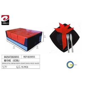 Serviettes rouges 38x38 Punto Bissu Rojo 15 pièces pour la mise en table - Product Image 1