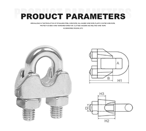 Bán buôn M2-M50 thép không gỉ din741 Cáp kẹp 304 316 mạ kẽm Wire Rope Clip Metric Hệ thống đo lường - Product Image 5