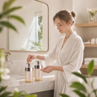 Flacon pompe PET de luxe 400ml 500ml, flacon cosmétique en métal électroplaqué pour shampoing, gel douche, lotion corporelle, logo personnalisé