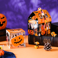 Boîte cadeau transparente sur le thème de la citrouille monstre d'Halloween, boîte en plastique pour chocolats, biscuits, bonbons