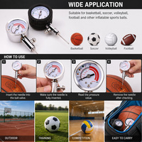 Manomètre portable en métal pour ballons avec aiguille, testeur de pression d'air pour basketball, football, volley-ball, manomètre pour ballons de sport gonflables