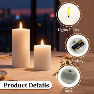 Vela LED simulada grande sem chama, com controle remoto, temporizador, funciona a bateria, com efeito de cintilação, para decoração de casa, casamentos, festivais e festas. - Product Image 2