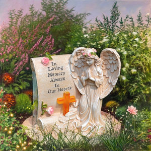ソーラーエンジェルクロスガーデン彫像ライトメモリアルグレイブデコレーションギフト - Product Image 4