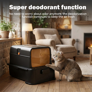 <span class=keywords><strong>Bac</strong></span> à litière pour chat en acier inoxydable <span class=keywords><strong>noir</strong></span>, grand format XL 30L, antiadhésif, facile à nettoyer et à laver, sans odeur, pour les gros chats - Product Image 2