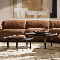 Ensemble de tables basses gigognes RH style italien des années 1960, 2 niveaux, en fonte faite à la main, noir et or, durable, mobilier moderne pour salon
