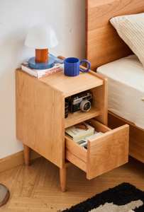 Demi maison nordique cerisier bois moderne lit côté armoire hôtel japonais meubles chambre table de nuit chevet stockage appartement - Product Image 2