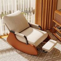 Fauteuil à bascule moderne en velours côtelé, chaise à bascule rembourrée et confortable avec poche, chaise longue stable pour salon, chambre à coucher, détente