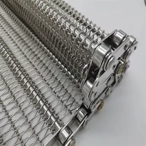 Équilibre aplati en acier inoxydable 310 304 plat flexible résistant à la chaleur grille en spirale treillis métallique chaîne en métal lien bande transporteuse