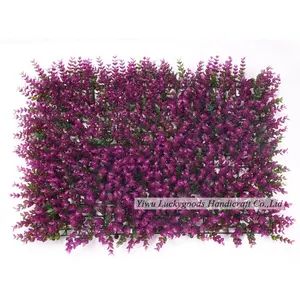 Synthetic Artificial Grass Hedge for Outdoor Decoration CP026-308 Hot Sale Purple Decorative Plant Artificial Wall Plastic 50pcs