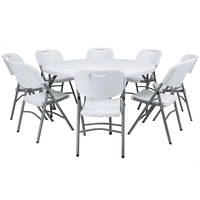Tables rondes pliantes en plastique HDPE de 72 pouces (6 pieds) de diamètre, blanches, portables, pour événements, fêtes, banquets de mariage