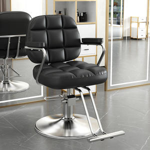 Fauteuil Professionnel <span class=keywords><strong>de</strong></span> Pédicure et Coiffure pour Salon <span class=keywords><strong>de</strong></span> Beauté Barbershop Noir-Or avec Inclinaison et Revêtement en Similicuir - Product Image 2