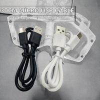 Kabel Pengisi Daya Micro USB Type-C 30cm Pendek 2A dengan Pelindung Anyaman dan Jaket PVC untuk Ponsel Android, Power Bank, Komputer