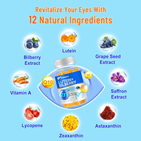 Gummies à la myrtille et à la lutéine en marque propre avec bilberry, astaxanthine, oméga 3, vitamine C, E, complément alimentaire pour la santé des yeux pour adultes et enfants