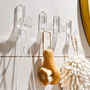 Gancho de acrílico transparente de una sola capa para puerta de baño, sin perforaciones, adhesivo de pared, accesorio de lujo para sala de estar - Product Image 3