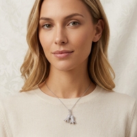 Collier Pendentif Lys du Val en Zircon de Luxe, Plaqué Rhodium, Cuivre Pavé, Fleur Clochette, Bijou Élégant pour Femme, Cadeau de Mariage Nuptial