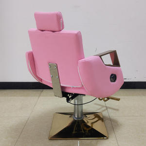 Fauteuil de barbier en cuir PU rose, robuste, avec pompe hydraulique et design pliable, pour l'école et les salons - Product Image 3