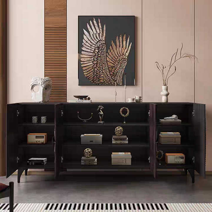 Modern Black Wood Sideboard Buffet Living Room Accent Bedroom Media