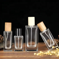 Flacons carrés en verre de 50 ml, 80 ml, 100 ml avec pompe pulvérisatrice, vides, pour parfum, voyage, vente en gros, utilisation comme diffuseur de sérum, sérigraphie