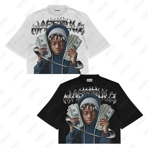 แบรนด์เสื้อยืดผู้ชายหรูหราคุณภาพสูงเสื้อผ้าแนวสตรีทพิมพ์ลาย DTG เสื้อยืดลายกราฟิกแนวสตรีทเสื้อยืดโอเวอร์ไซส์วินเทจ - Product Image 3