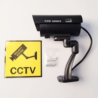 Kamera pengawas CCTV peluru emulasional, tahan air untuk kantor rumah dengan lampu LED berkedip bertenaga baterai