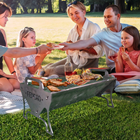 Slot Grill - Barbecue pliable pour un rangement facile, en acier, adapté au camping, aux fêtes, à la plage et à la cuisine en plein air
