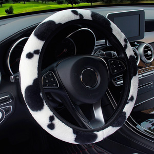 XMB Housse de <span class=keywords><strong>volant</strong></span> de voiture en peluche motif <span class=keywords><strong>vache</strong></span>, nouvelle, élastique, sans anneau intérieur - Product Image 6