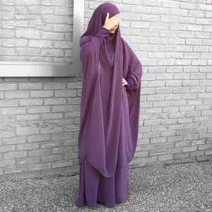 Jilbab abito in 2 pezzi abaya musulmano vestito da preghiera Khimar per donne abbigliamento islamico musulmano